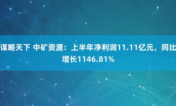 谋略天下 中矿资源:上半年净利润11.11亿元,同比增长1146.81%
